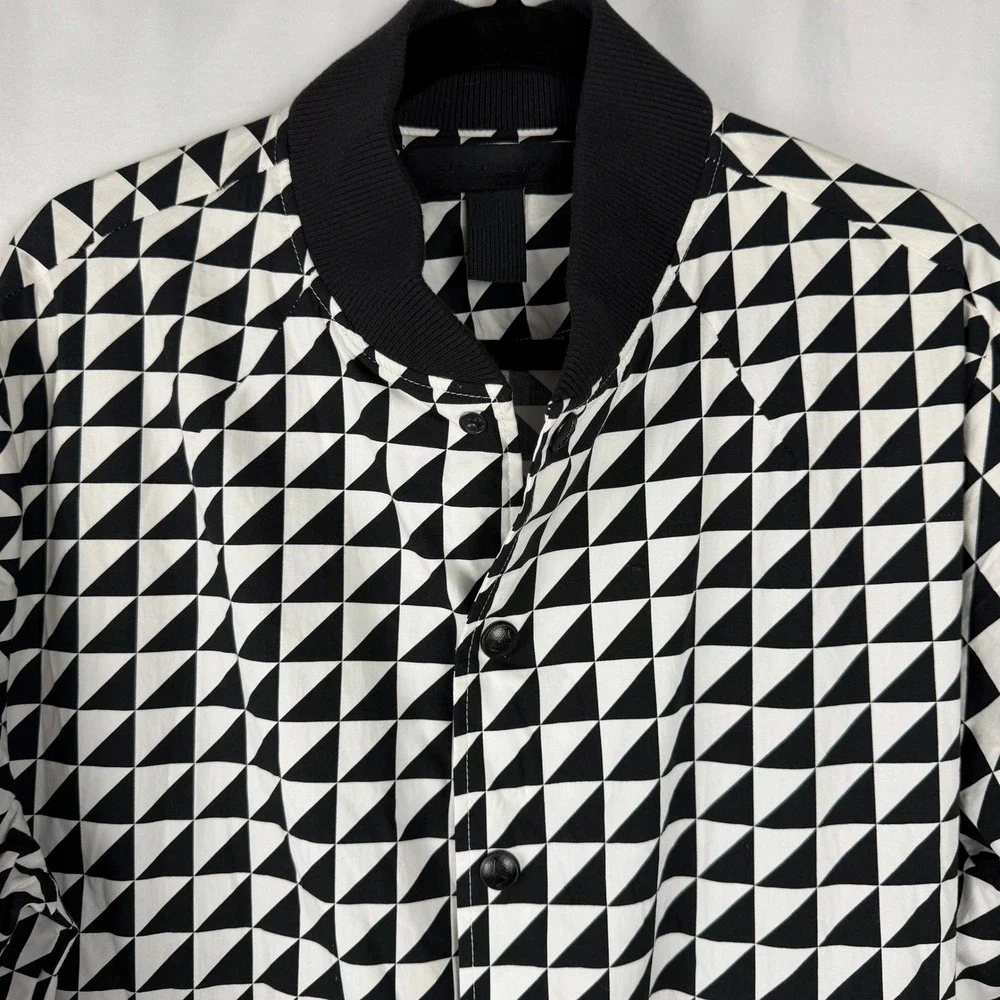 Blvck Scvle Bomber Jacket Mens Large Black White Lightweight Checkered Flag SKA